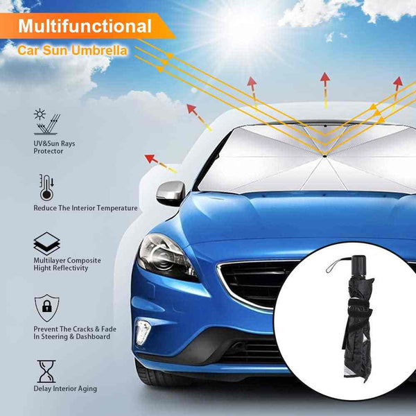 Car Windshield Sun Shade Umbrella, Foldable Car Sunset Umbrella Cover UV Block Car Front Window (Pack of 1)