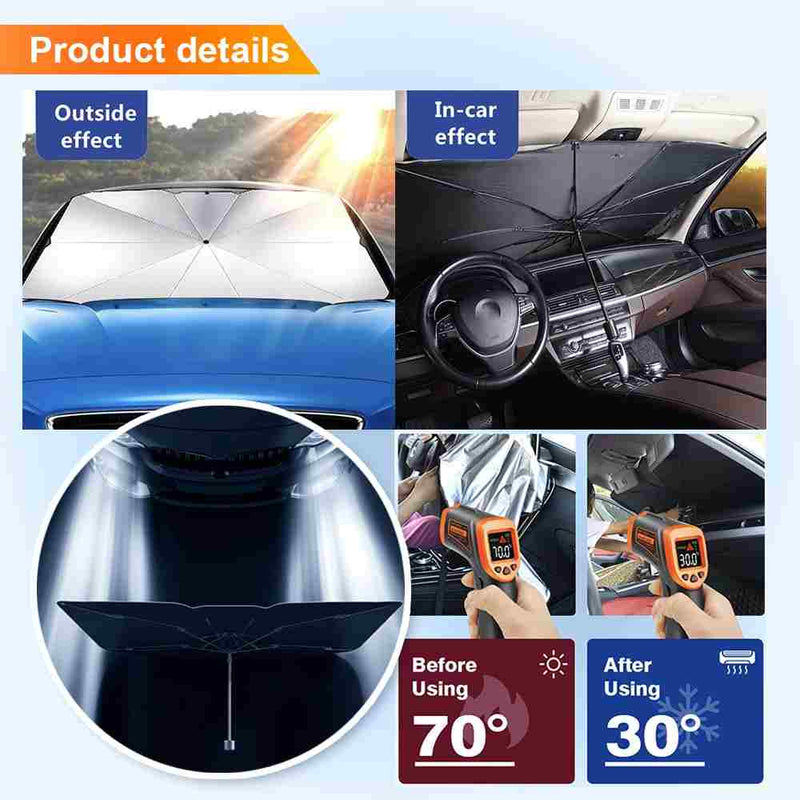 Car Windshield Sun Shade Umbrella, Foldable Car Sunset Umbrella Cover UV Block Car Front Window (Pack of 1)