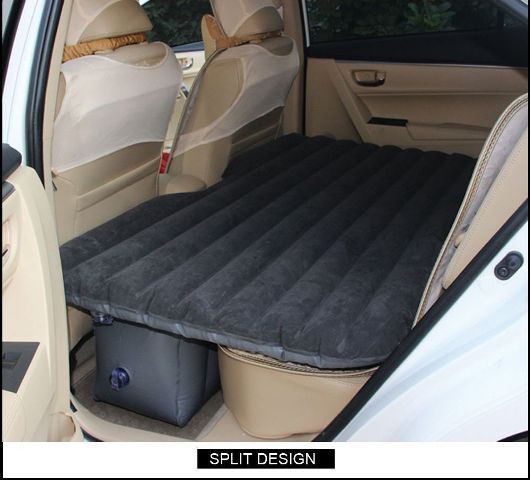 Light Grey Multifunctional Inflatable Car Bed Mattress with Two Air Pillows, Car Air Pump and Repair Kit