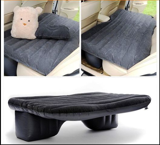 Beige Multifunctional Inflatable Car Bed Mattress with Two Air Pillows, Car Air Pump and Repair Kit