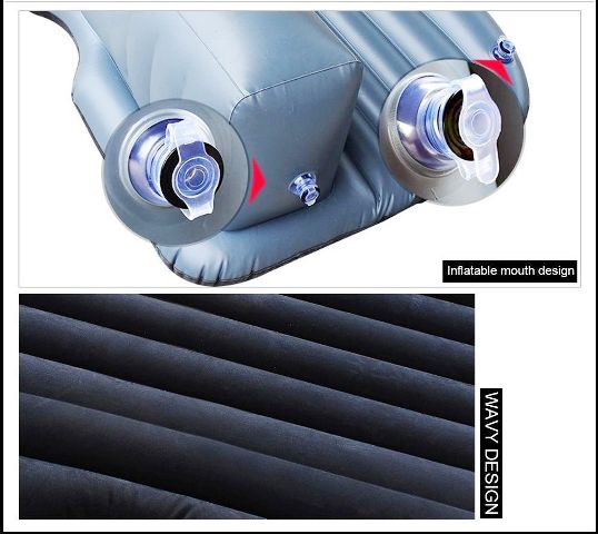 Beige Multifunctional Inflatable Car Bed Mattress with Two Air Pillows, Car Air Pump and Repair Kit