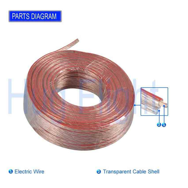 100m 2x0.5mm Loud Speaker Flexible Free OFC Cable Wire Quality HiFi