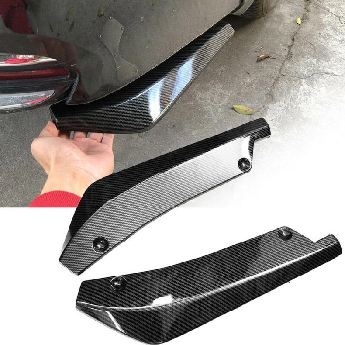 2pcs Universal Car Rear Bumper Lip Diffuser Splitter Canard Protector Carbon Black