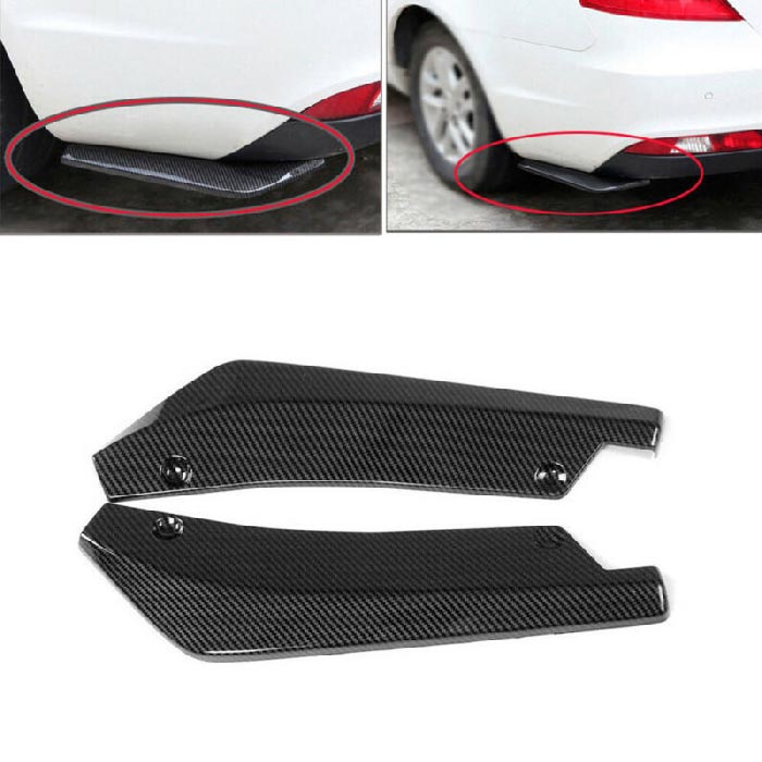 2pcs Universal Car Rear Bumper Lip Diffuser Splitter Canard Protector Carbon Black