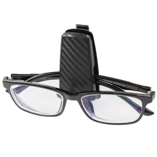 Car Black Carbon Fiber Plastic Eyeglasses Sunglasses Clip Car Glasses Holder