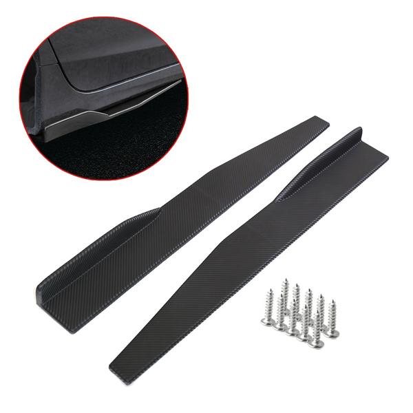 2pcs Universal Carbon Big Black Car Side Skirt Rocker Splitters Winglet Wings Canard Diffuser