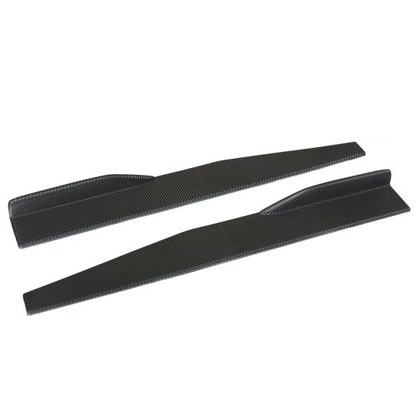 2pcs Universal Carbon Big Black Car Side Skirt Rocker Splitters Winglet Wings Canard Diffuser