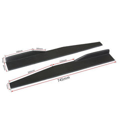 2pcs Universal Carbon Big Black Car Side Skirt Rocker Splitters Winglet Wings Canard Diffuser