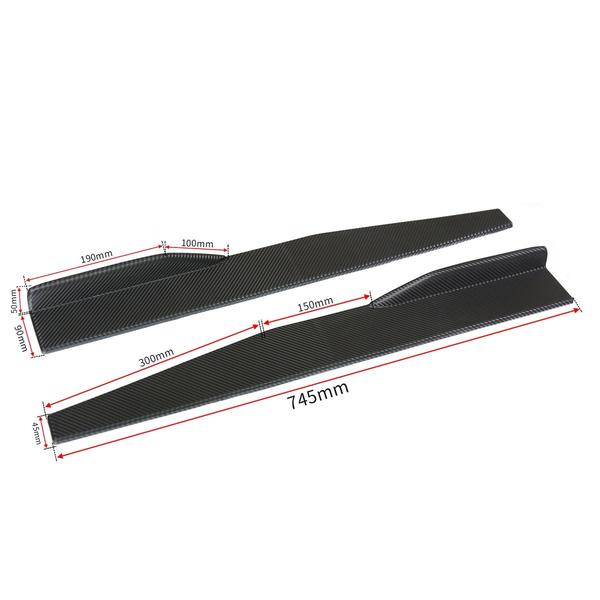 2pcs Universal Carbon Big Black Car Side Skirt Rocker Splitters Winglet Wings Canard Diffuser