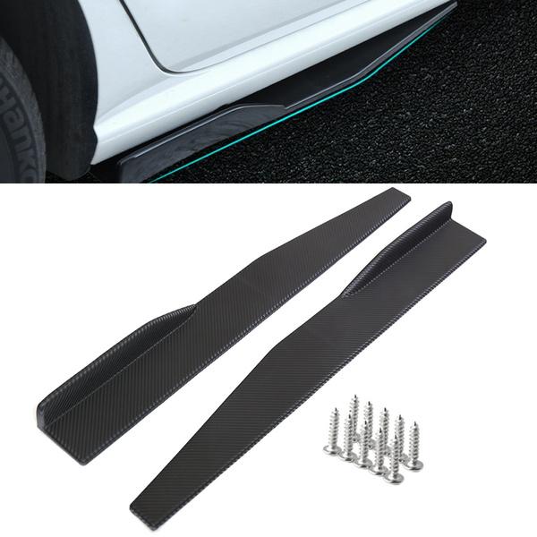 2pcs Universal Carbon Big Black Car Side Skirt Rocker Splitters Winglet Wings Canard Diffuser
