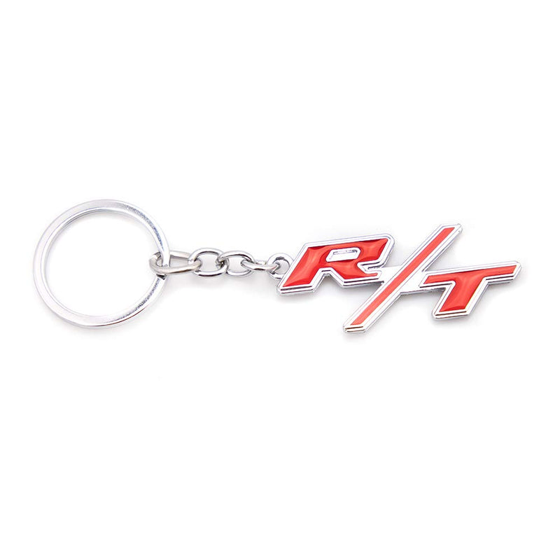 Chrome Red R/T 3D Logo Emblem Metal Keychain For Bikes And Cars