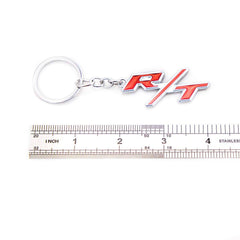 Chrome Red R/T 3D Logo Emblem Metal Keychain For Bikes And Cars