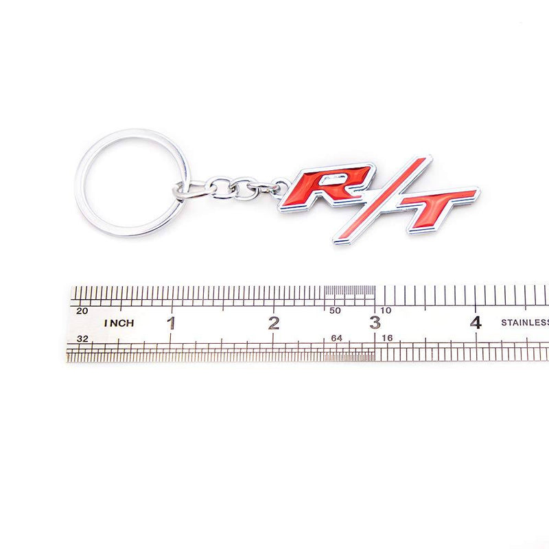 Chrome Red R/T 3D Logo Emblem Metal Keychain For Bikes And Cars