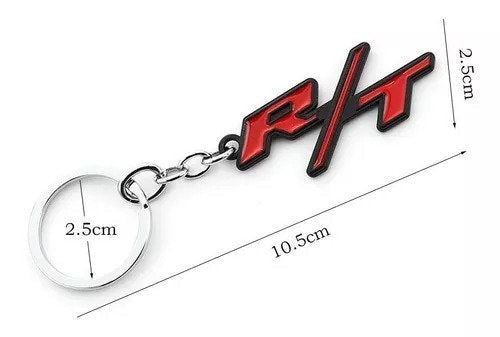 Chrome Red R/T 3D Logo Emblem Metal Keychain For Bikes And Cars