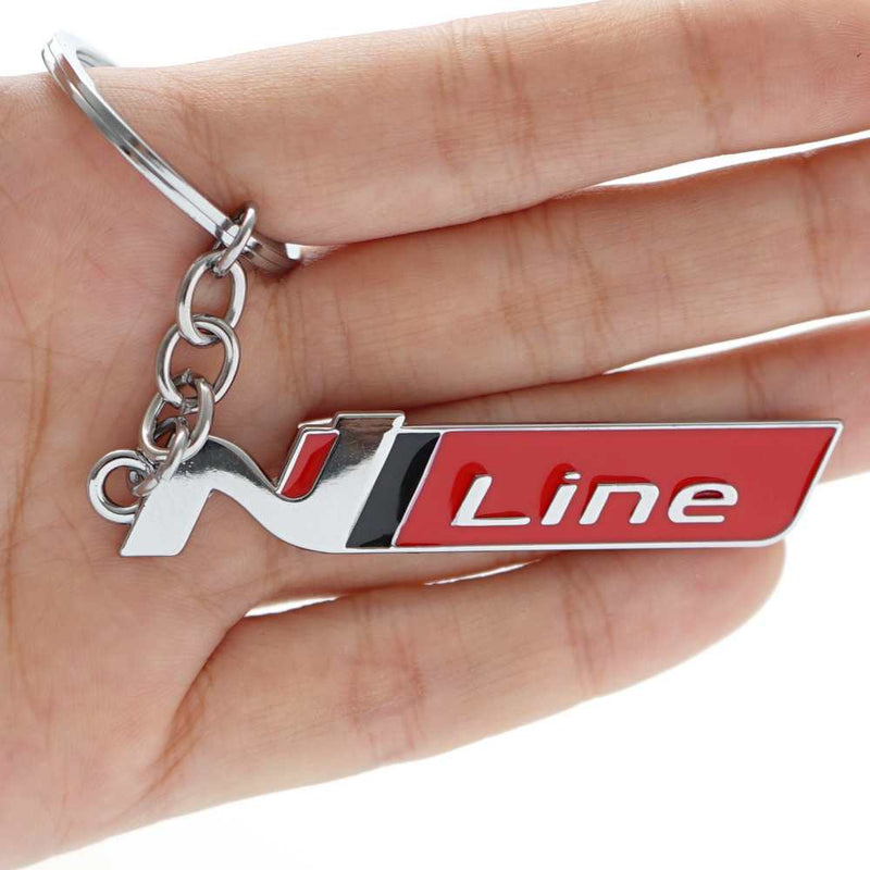 Chrome Silver Red N Line 3D Logo Emblem Metal Keychain For Bikes And Cars
