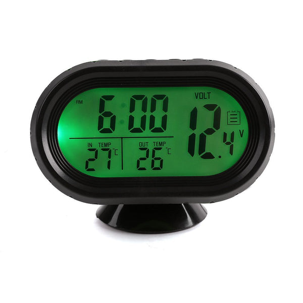 Indoor Outdoor Temperature Car Digital LCD monitor Thermometer Voltage Clock(Oval)