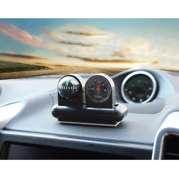 Car Adjustable Dashboard Compass Temperature Gauge with Adhesive Tape