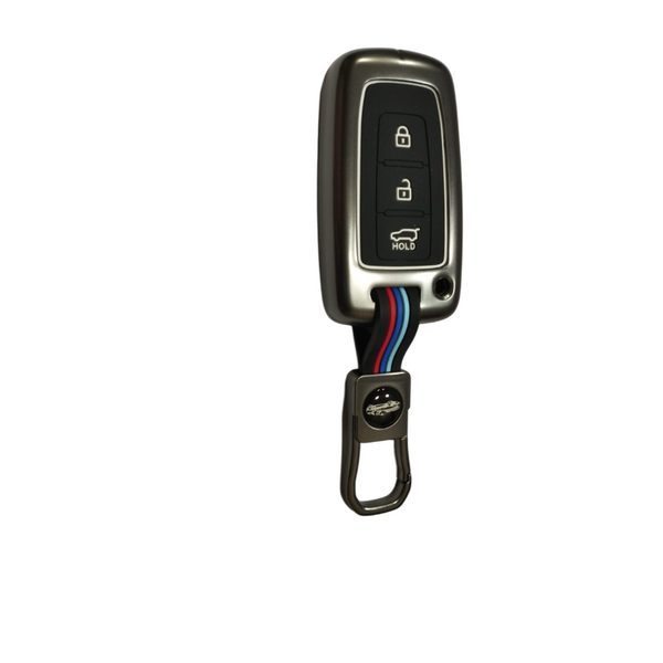 Hyundai key cover & alloy keychain for i20, Verna, Elantra old 3 button smart key