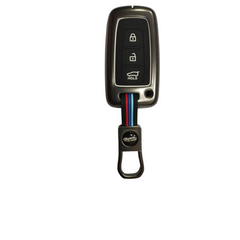 Hyundai key cover & alloy keychain for i20, Verna, Elantra old 3 button smart key