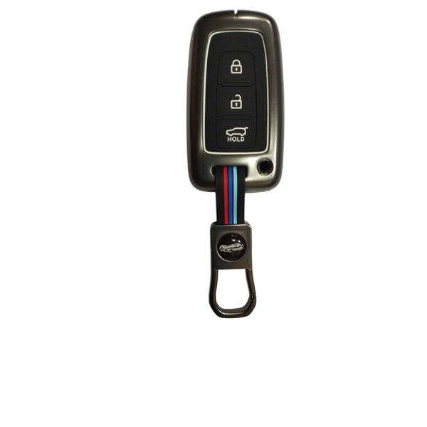 Hyundai key cover & alloy keychain for i20, Verna, Elantra old 3 button smart key