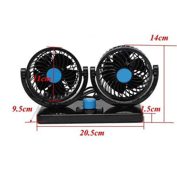 12V Fan Cooling Air Fan Powerful Dashboard Electric Car Multicolour Fan Low Noise 360 Degree Rotatable with 2 Speed Adjustable for Car
