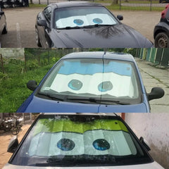 1 Pc Car Front/Rear Foldable Cartoon Eyes Foil Sunshade UV Protection Curtain Film Windshield | Sunshade Visor Shield Cover