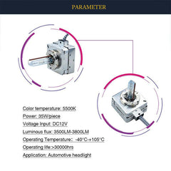 2Pcs D5S 35W 5500K Xenon HID Headlight Bulbs Car Driving Light Replacement Lamp