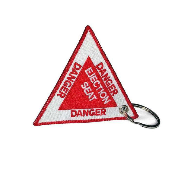 DANGER ELECTION SEAT Car Bike Embroidered Fabric Tag Strap Keyring Key Holder