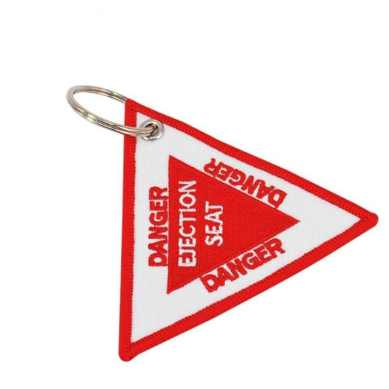 DANGER ELECTION SEAT Car Bike Embroidered Fabric Tag Strap Keyring Key Holder