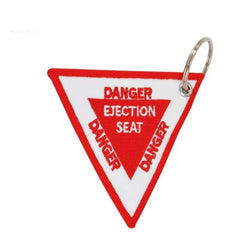 DANGER ELECTION SEAT Car Bike Embroidered Fabric Tag Strap Keyring Key Holder
