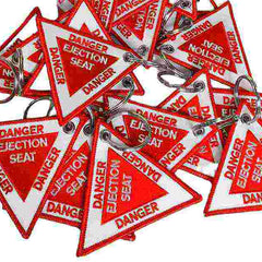 DANGER ELECTION SEAT Car Bike Embroidered Fabric Tag Strap Keyring Key Holder