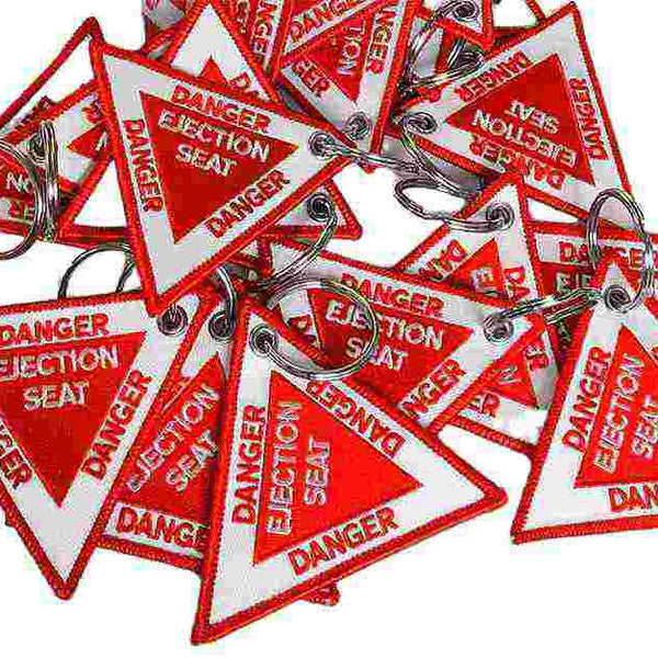 DANGER ELECTION SEAT Car Bike Embroidered Fabric Tag Strap Keyring Key Holder