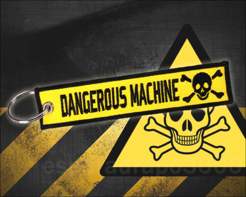 Dangerous Machine Car Bike Embroidered Fabric Tag Strap Keyring Key Holder