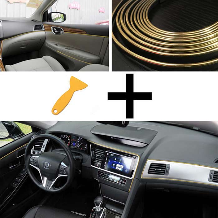 Gold 5M Edge Gap Interior Line Moulding Trim Molding Strip Decor For Car