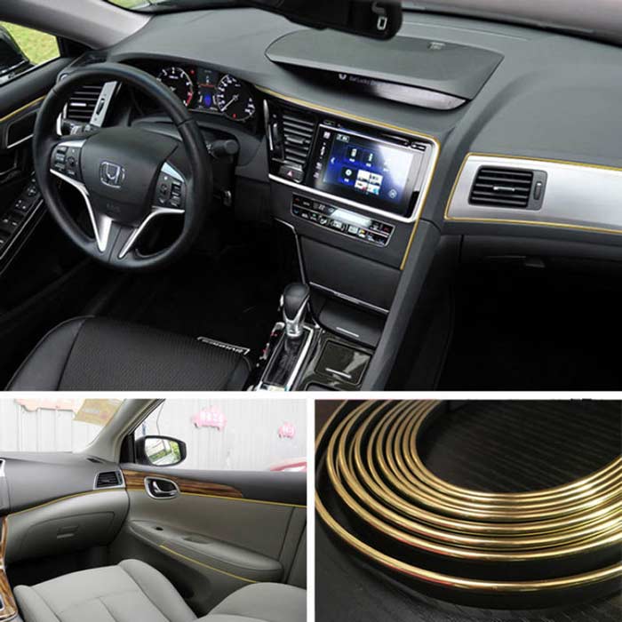 Gold 5M Edge Gap Interior Line Moulding Trim Molding Strip Decor For Car