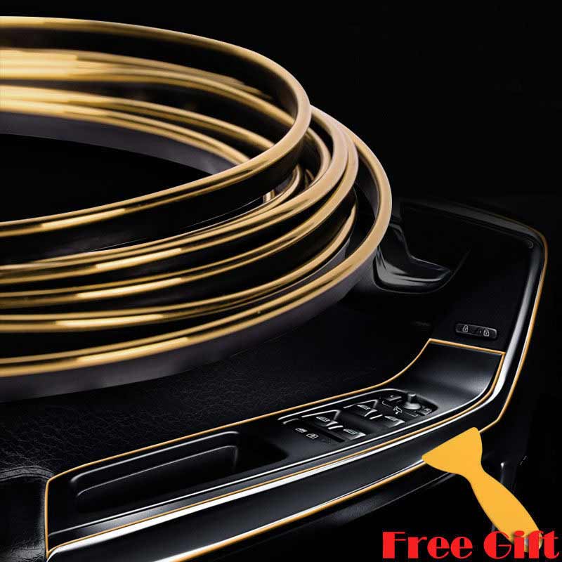 Gold 5M Edge Gap Interior Line Moulding Trim Molding Strip Decor For Car