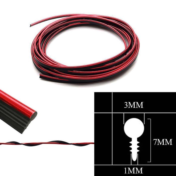 Red 5M Edge Gap Interior Line Moulding Trim Molding Strip Decor For Car