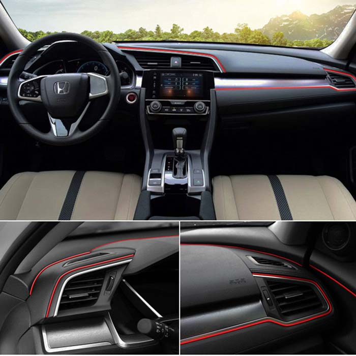 Red 5M Edge Gap Interior Line Moulding Trim Molding Strip Decor For Car