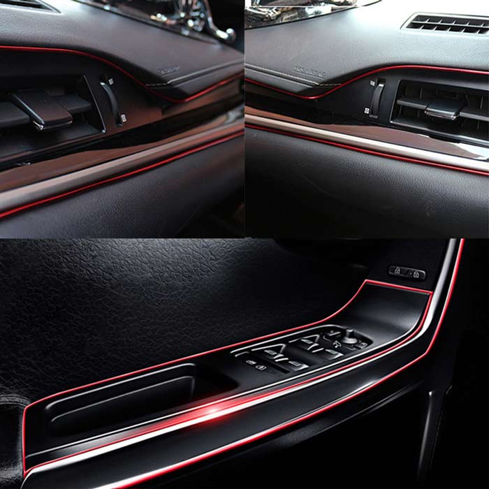 Red 5M Edge Gap Interior Line Moulding Trim Molding Strip Decor For Car