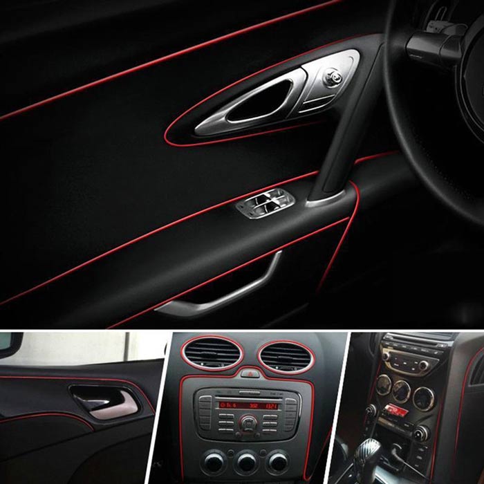 Red 5M Edge Gap Interior Line Moulding Trim Molding Strip Decor For Car