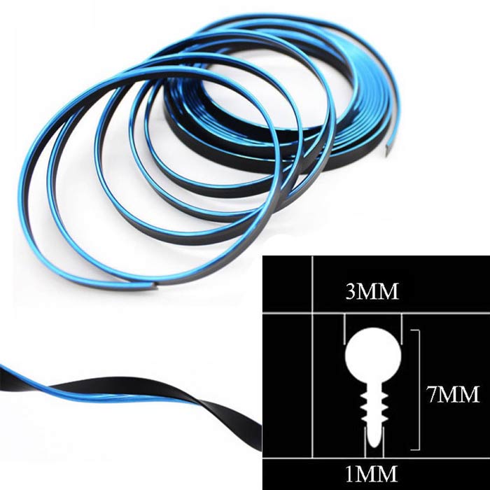 Blue 5M Edge Gap Interior Line Moulding Trim Molding Strip Decor For Car