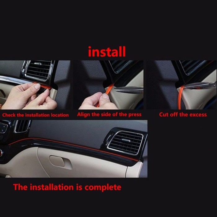 Red 5M Edge Gap Interior Line Moulding Trim Molding Strip Decor For Car