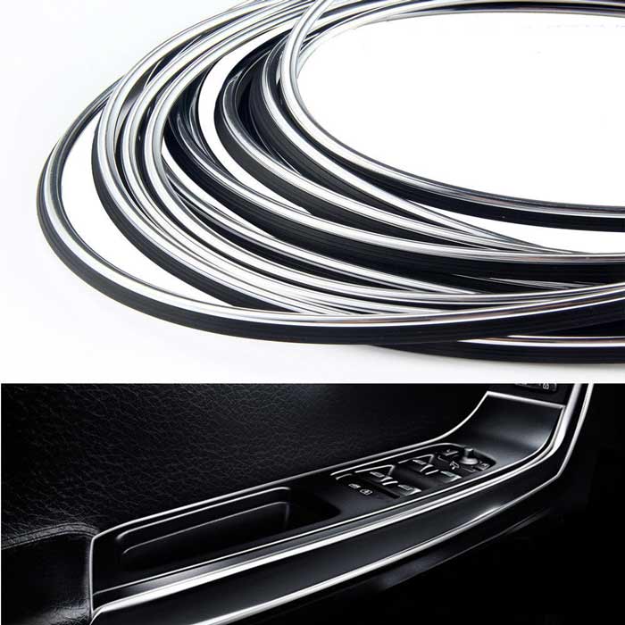 Silver 5M Edge Gap Interior Line Moulding Trim Molding Strip Decor For Car