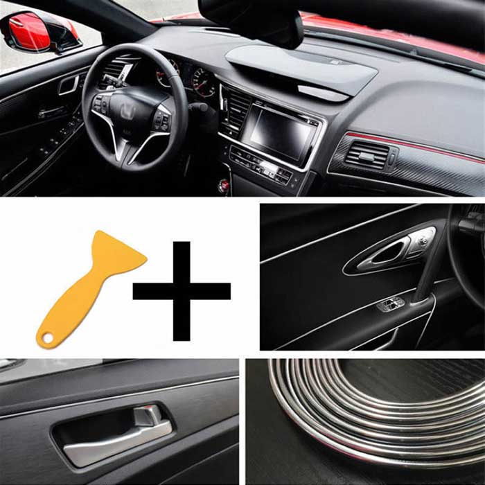 Silver 5M Edge Gap Interior Line Moulding Trim Molding Strip Decor For Car