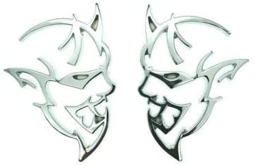 2pcs Chrome Metal Demon Challenger Charger Car Side Fender Rear Trunk Emblem Badge Sticker Decals For JEEP Dodge Decoration