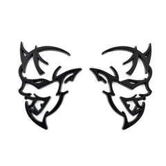 2pcs BLACK Metal Demon Challenger Charger Car Side Fender Rear Trunk Emblem Badge Sticker Decals For JEEP Dodge Decoration