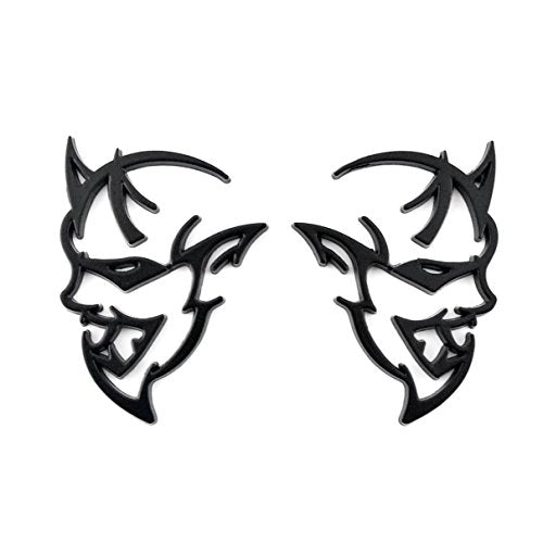 2pcs BLACK Metal Demon Challenger Charger Car Side Fender Rear Trunk Emblem Badge Sticker Decals For JEEP Dodge Decoration