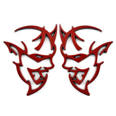 2pcs RED Metal Demon Challenger Charger Car Side Fender Rear Trunk Emblem Badge Sticker Decals For JEEP Dodge Decoration