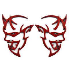 2pcs RED Metal Demon Challenger Charger Car Side Fender Rear Trunk Emblem Badge Sticker Decals For JEEP Dodge Decoration