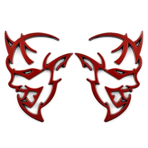 2pcs RED Metal Demon Challenger Charger Car Side Fender Rear Trunk Emblem Badge Sticker Decals For JEEP Dodge Decoration